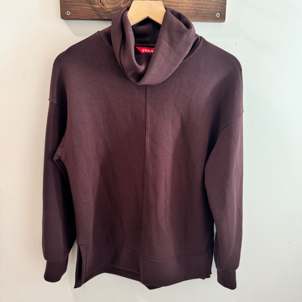 Spanx AirEssentials Cowl Neck Sweatshirt XS Brown Pullover 21857R